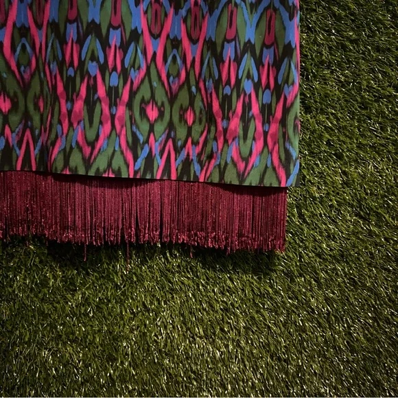 Vintage Missoni Silk Shift Dress Pink Green Blue Fringe Hem - Picture 6 of 7